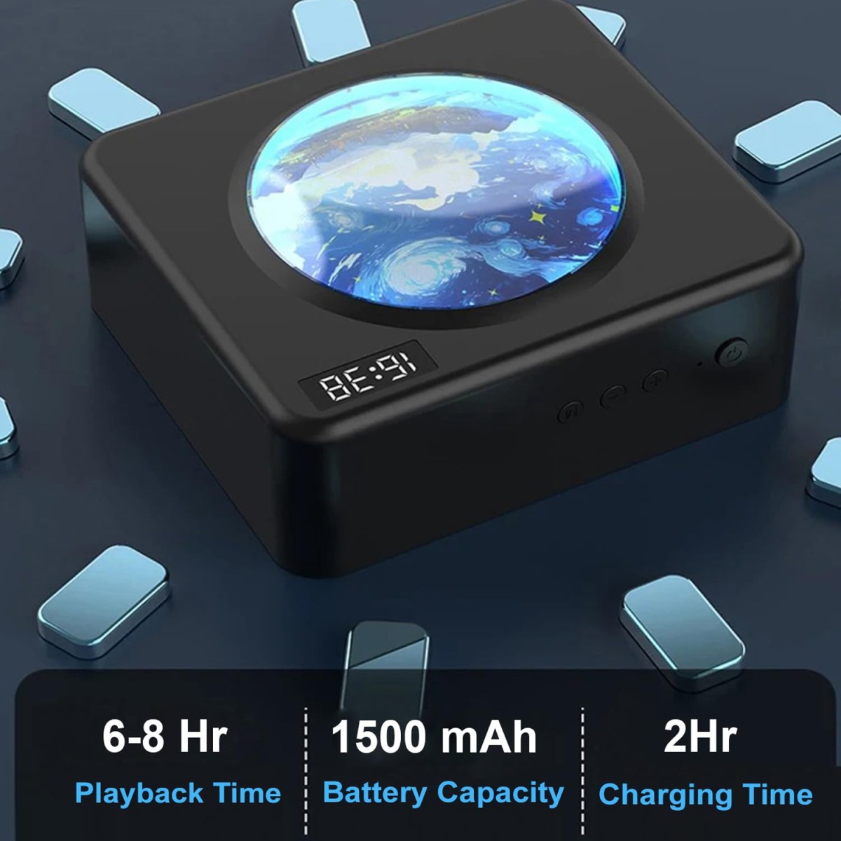 Bluetooth Speakers, Portable Bluetooth Speaker with Digital Clock,Wireless Bluetooth 5.3, HiFi Stereo Sound, 6-8H Playtime, Portable Speaker for Home, Outdoor, Party (Black)