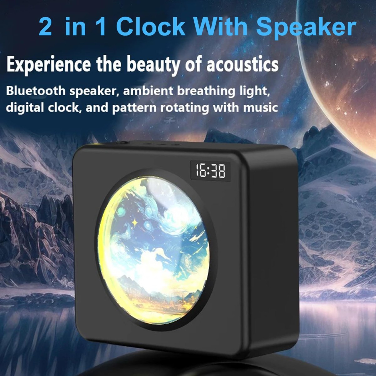 Bluetooth Speakers, Portable Bluetooth Speaker with Digital Clock,Wireless Bluetooth 5.3, HiFi Stereo Sound, 6-8H Playtime, Portable Speaker for Home, Outdoor, Party (Black)