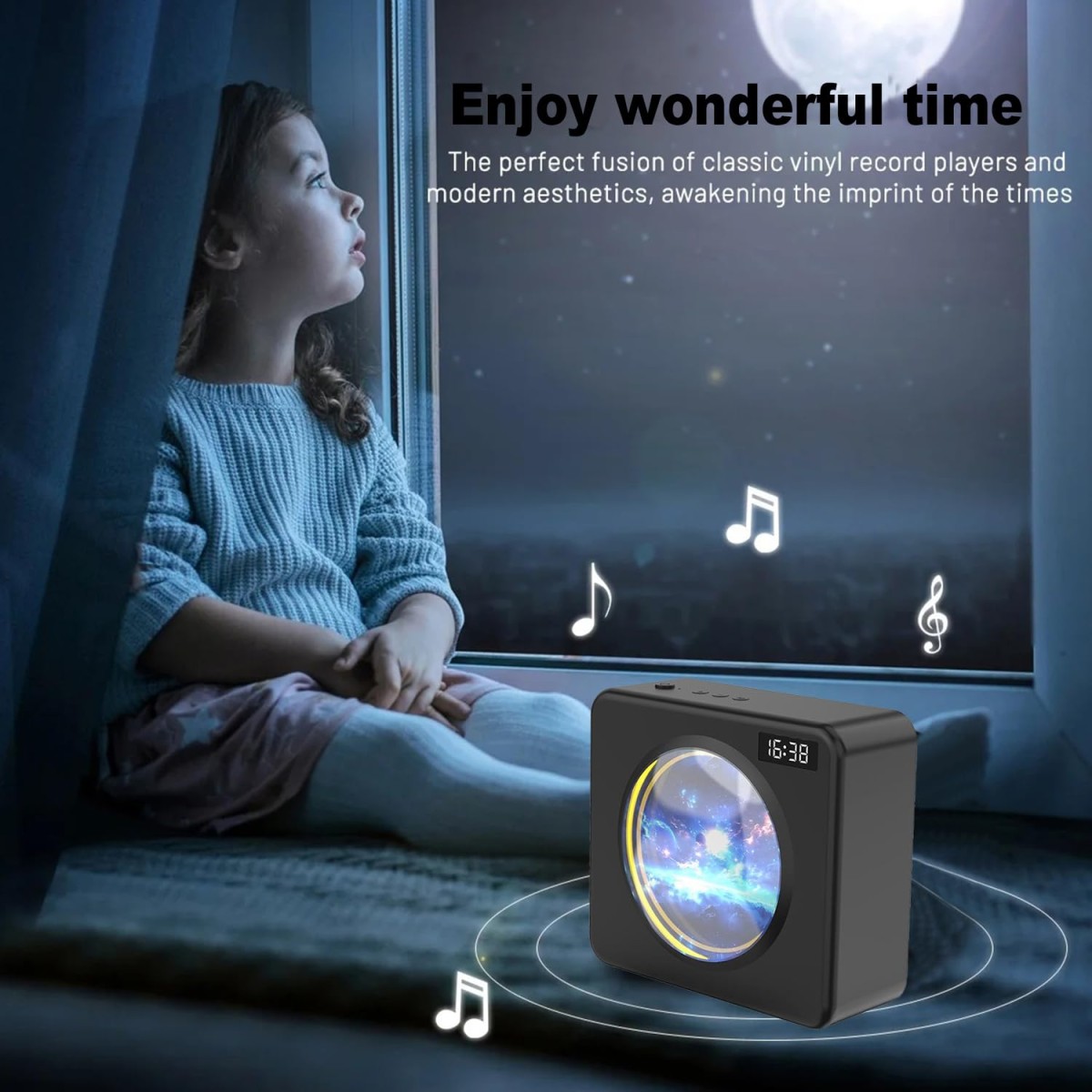 Bluetooth Speakers, Portable Bluetooth Speaker with Digital Clock,Wireless Bluetooth 5.3, HiFi Stereo Sound, 6-8H Playtime, Portable Speaker for Home, Outdoor, Party (Black)