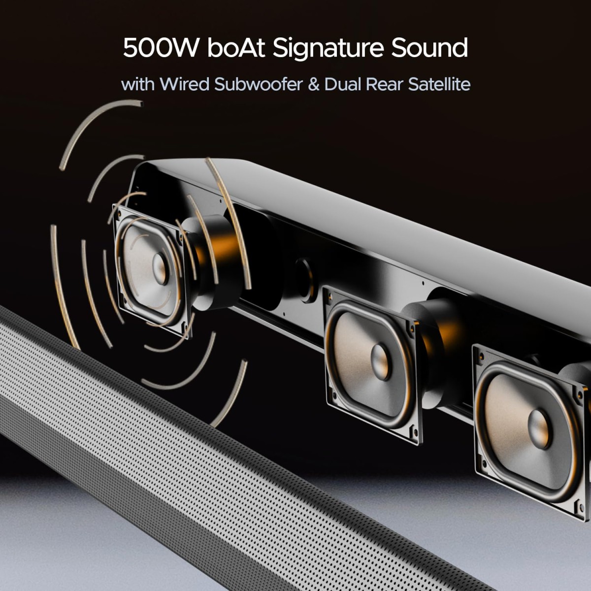 Boat Aavante Bar 3600/3500, 500W Signature Sound,5.1CH, Wall Mountable Design, Bass & Treble with Master Remote Control, Bluetooth Sound Bar, Home Theatre Soundbar Speaker (Premium Black) Boat Aavante Bar 3600/3500, 500W Signature Sound,5.1CH, Wall Mountable Design, Bass & Treble with Master Remote Control, Bluetooth Sound Bar, Home Theatre Soundbar Speaker (Premium Black)