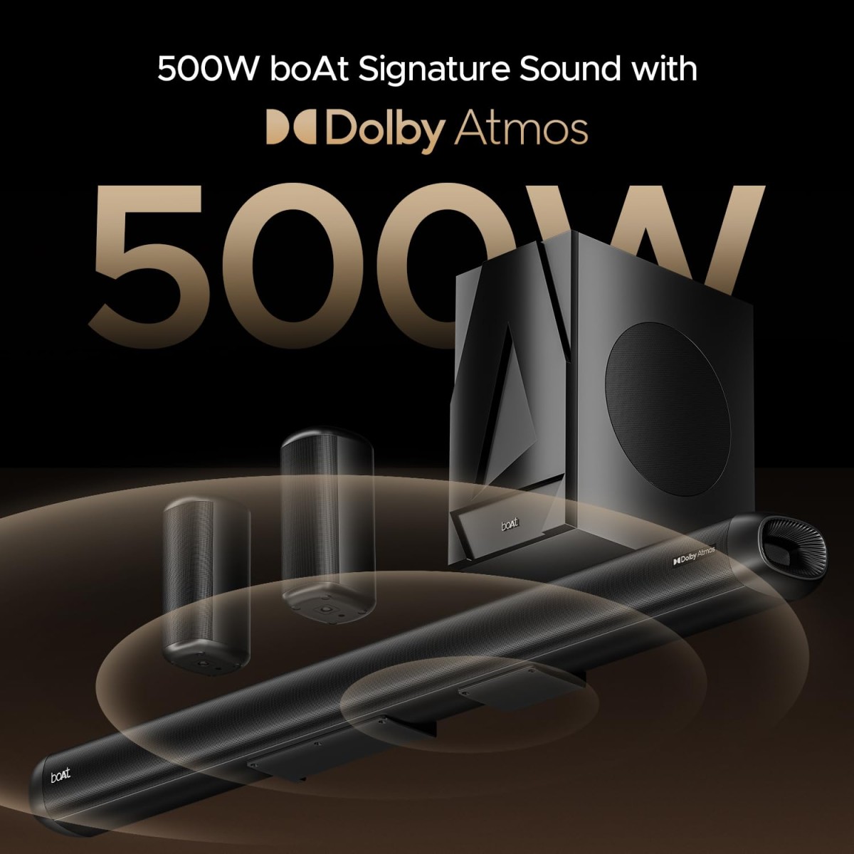Boat Aavante Bar 5500DA 500W Bluetooth Soundbar w/Dolby Atmos & Cinematic Sound,5.1.2 Channel,8 Drivers for Surround Sound Effect,Multi- Compatibility, Remote Control(Premium Black) Boat Aavante Bar 5500DA 500W Bluetooth Soundbar w/Dolby Atmos & Cinematic Sound,5.1.2 Channel,8 Drivers for Surround Sound Effect,Multi- Compatibility, Remote Control(Premium Black)