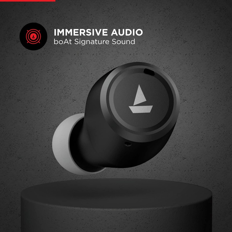 Boat Airdopes 391 Bluetooth Truly Wireless in Ear Earbuds with Qualcomm aptx & CVC, 23 Hours Playback, ASAP Charge, IWP Technology, IPX4, Bluetooth v5.0, Type-c Port and with mic 