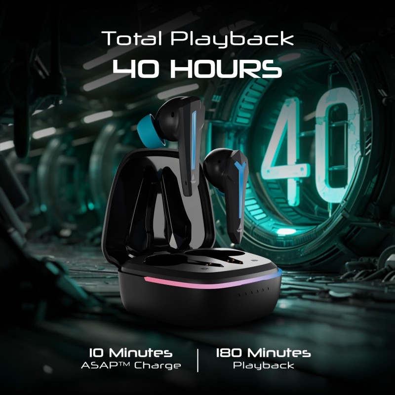 Boat Immortal 111, 40HRS Battery, 40ms Super Low Latency, RGB LEDs, 4Mics ENx Tech, Fast Charge, IPX4, v5.3 Bluetooth Earbuds, TWS Ear Buds Wireless Earphones with mic, Gaming Earbuds (Black Sabre) Boat Immortal 111, 40HRS Battery, 40ms Super Low Latency, RGB LEDs, 4Mics ENx Tech, Fast Charge, IPX4, v5.3 Bluetooth Earbuds, TWS Ear Buds Wireless Earphones with mic, Gaming Earbuds (Black Sabre)