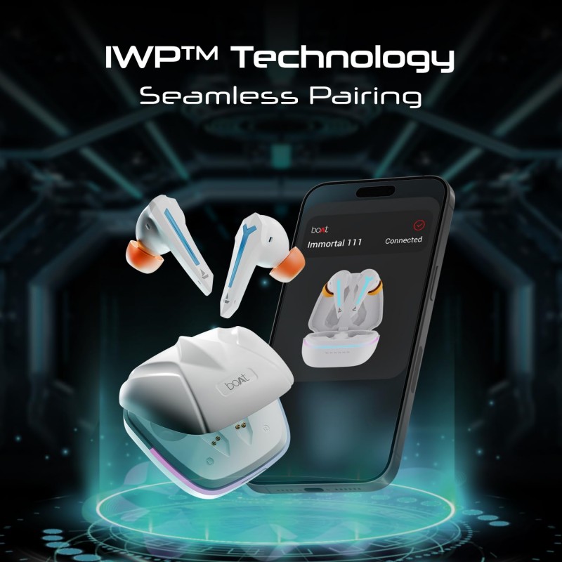 Boat Immortal 111, 40HRS Battery, 40ms Super Low Latency, RGB LEDs, 4Mics ENx Tech, Fast Charge, IPX4, v5.3 Bluetooth Earbuds, TWS Ear Buds Wireless Earphones with mic, Gaming Earbuds (Black Sabre) Boat Immortal 111, 40HRS Battery, 40ms Super Low Latency, RGB LEDs, 4Mics ENx Tech, Fast Charge, IPX4, v5.3 Bluetooth Earbuds, TWS Ear Buds Wireless Earphones with mic, Gaming Earbuds (Black Sabre)