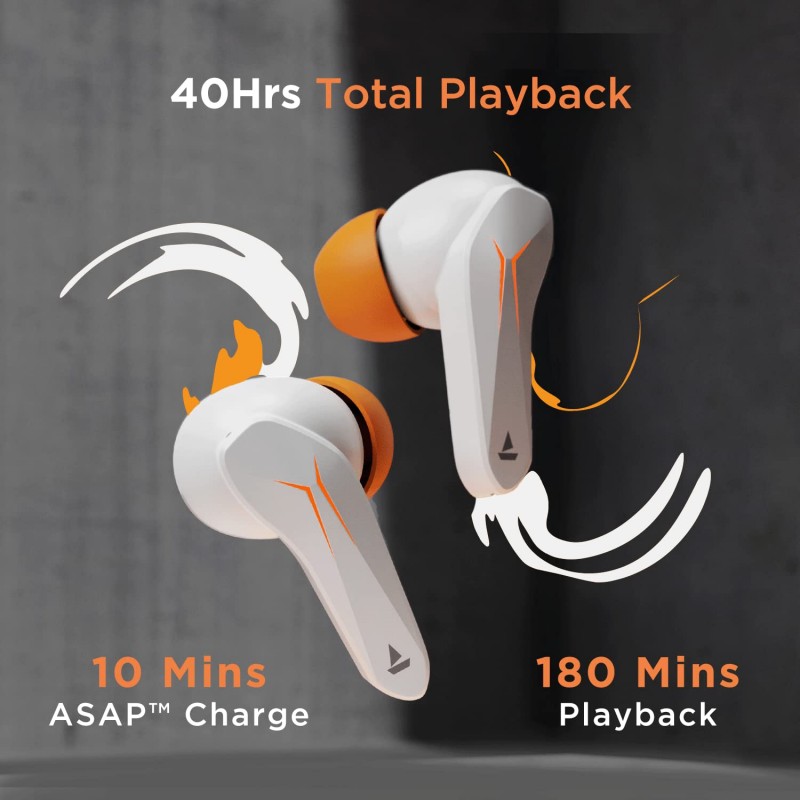 Boat Immortal 121 TWS Earbuds with Beast™ Mode(40ms Low Latency) for Gaming, 40H Playtime, Blazing LEDs, Quad Mics ENx™, Boat Signature Sound, ASAP™ Charge(10 Mins= 180 Mins)(White Sabre) Boat Immortal 121 TWS Earbuds with Beast™ Mode(40ms Low Latency) for Gaming, 40H Playtime, Blazing LEDs, Quad Mics ENx™, Boat Signature Sound, ASAP™ Charge(10 Mins= 180 Mins)(White Sabre)