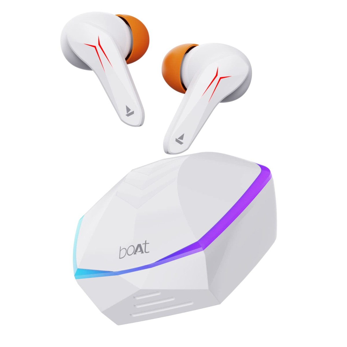 Boat Immortal 121 TWS Earbuds with Beast™ Mode(40ms Low Latency) for Gaming, 40H Playtime, Blazing LEDs, Quad Mics ENx™, Boat Signature Sound, ASAP™ Charge(10 Mins= 180 Mins)(White Sabre)
