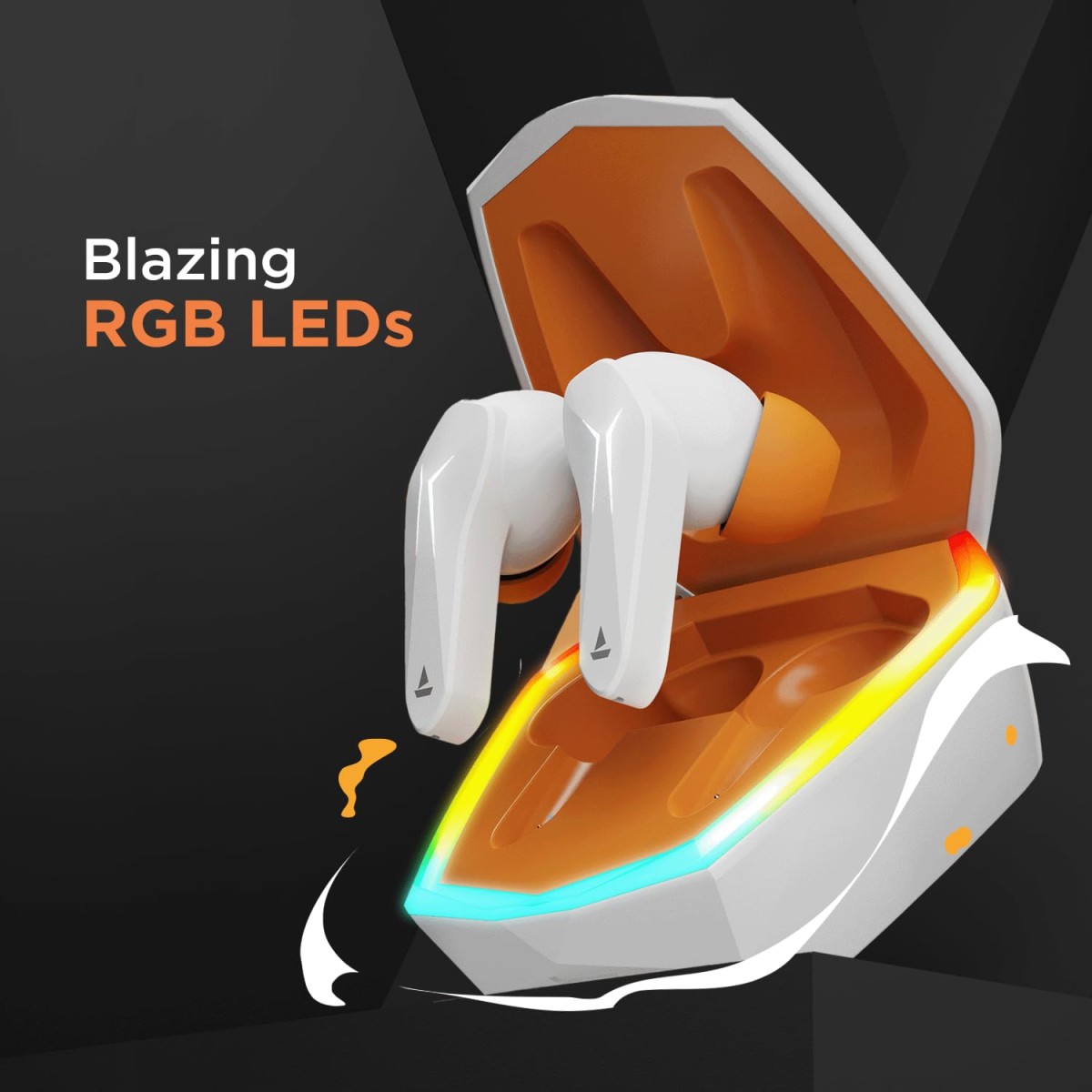 Boat Immortal 121 TWS Earbuds with Beast™ Mode(40ms Low Latency) for Gaming, 40H Playtime, Blazing LEDs, Quad Mics ENx™, Boat Signature Sound, ASAP™ Charge(10 Mins= 180 Mins)(White Sabre)