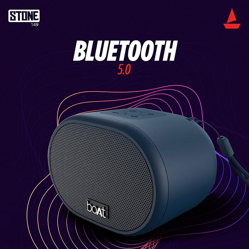 Boat Stone 149 Portable Wireless Speaker with 3W Immersive Audio, Bluetooth V5.0, Up to 6H Playback, Multiple Connectivity Modes and FM Mode (Blue)