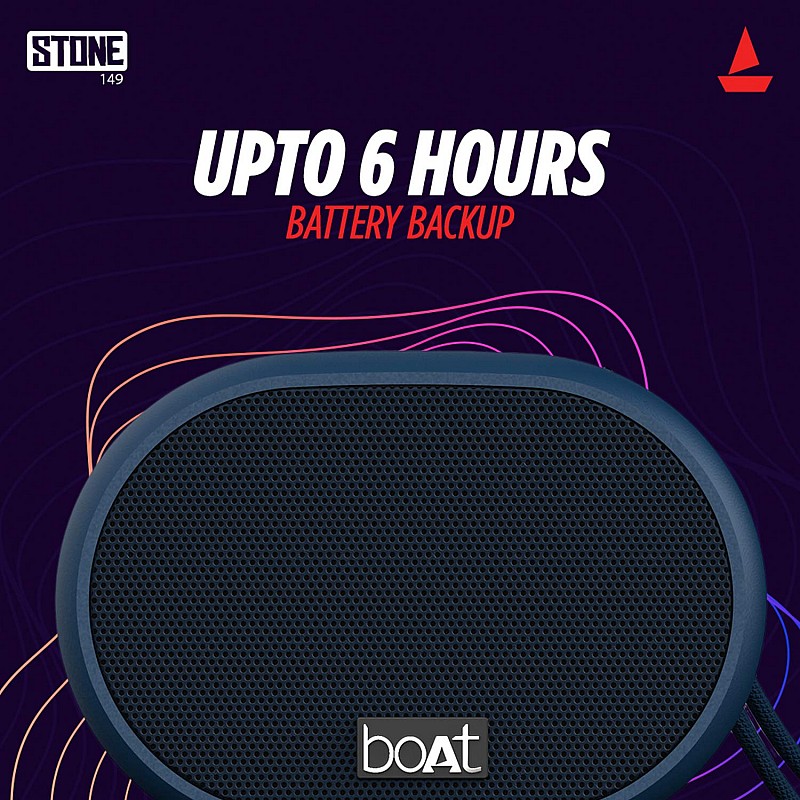 Boat Stone 149 Portable Wireless Speaker with 3W Immersive Audio, Bluetooth V5.0, Up to 6H Playback, Multiple Connectivity Modes and FM Mode (Blue)