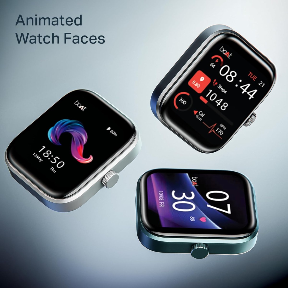 Boat Wave Call 3 Smartwatch 1.83” HD Display with Animated Watch Faces; BT Calling, Functional Crown (Bold Black)