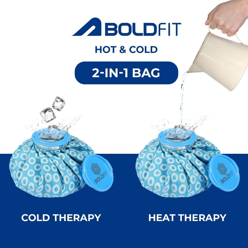 Boldfit Hot Water Bag Ice bag 7.5Inch for Pain Relief Cold Ice Pack Bag for Pain Relief Cold Water Bag for Pain Relief, Injuries, and Cold Therapy Comes with Leak-free Closure - Blue 7.5 Inch