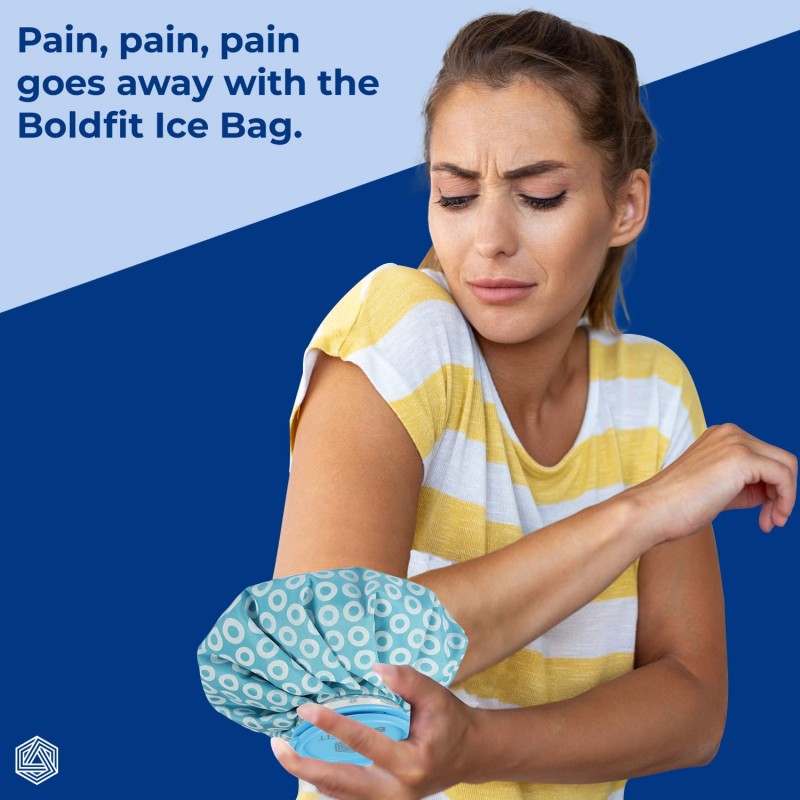 Boldfit Hot Water Bag Ice bag 7.5Inch for Pain Relief Cold Ice Pack Bag for Pain Relief Cold Water Bag for Pain Relief, Injuries, and Cold Therapy Comes with Leak-free Closure - Blue 7.5 Inch