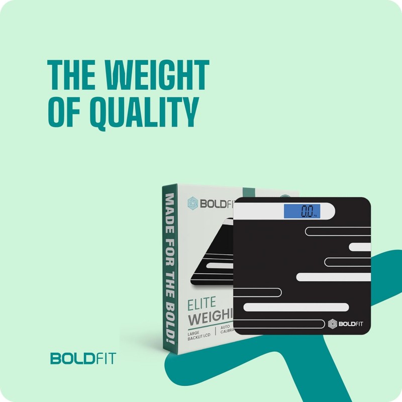 Boldfit Weight Machine For Body Weight Digital Bathroom Scale For Human Body Weight Measurement Extra Thick Weighing Scale With LCD Display 36Months Warranty Black,Max Weight 180Kg