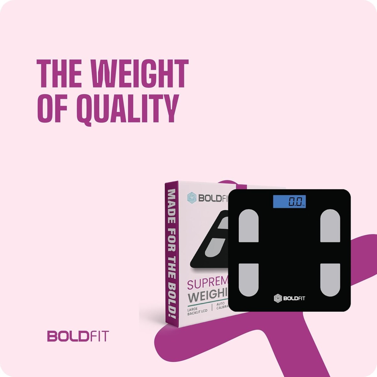 Boldfit Weight Machine for Body Weight Machine Digital Bathroom Scale for Human Body Weight Measurement Extra Thick Weighing Scale with LCD Display 36Months Warranty, Black,Max Weight 180Kgs