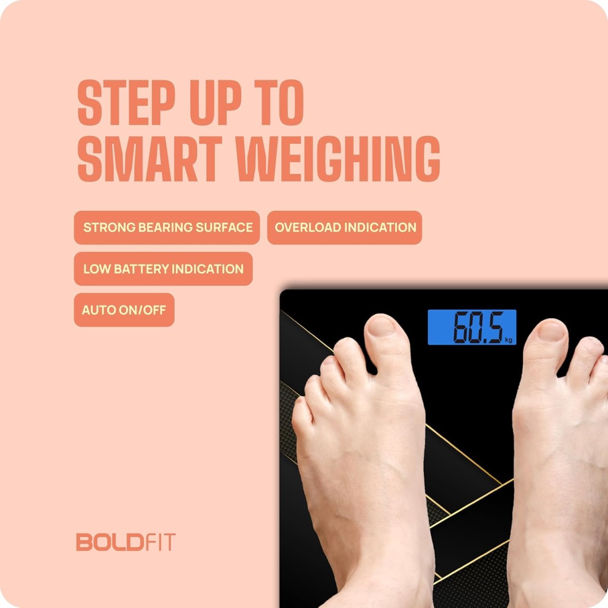 Boldfit Weight Machine for Body Weight Machine Digital Bathroom Scale for Human Body Weight Measurement Extra Thick Weighing Scale with LCD Display 36Months Warranty, Black,Max Weight 180Kgs