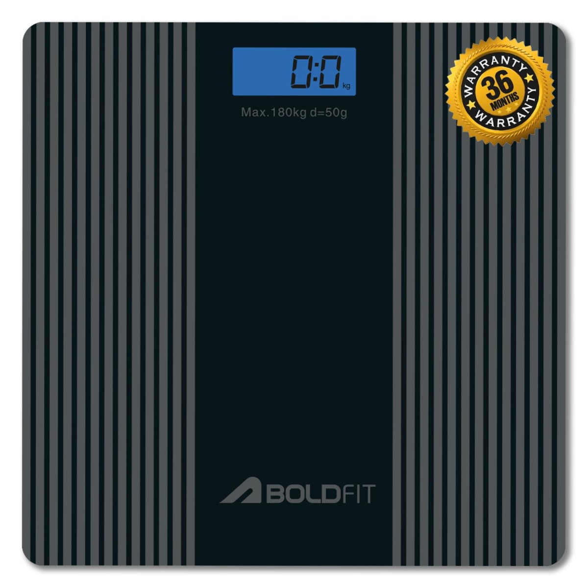 Boldfit Weight Machine for Body Weight Machine Digital Bathroom Scale for Human Body Weight Measurement Extra Thick Weighing Scale with LCD Display 36Months Warranty, Black,Max Weight 180Kgs