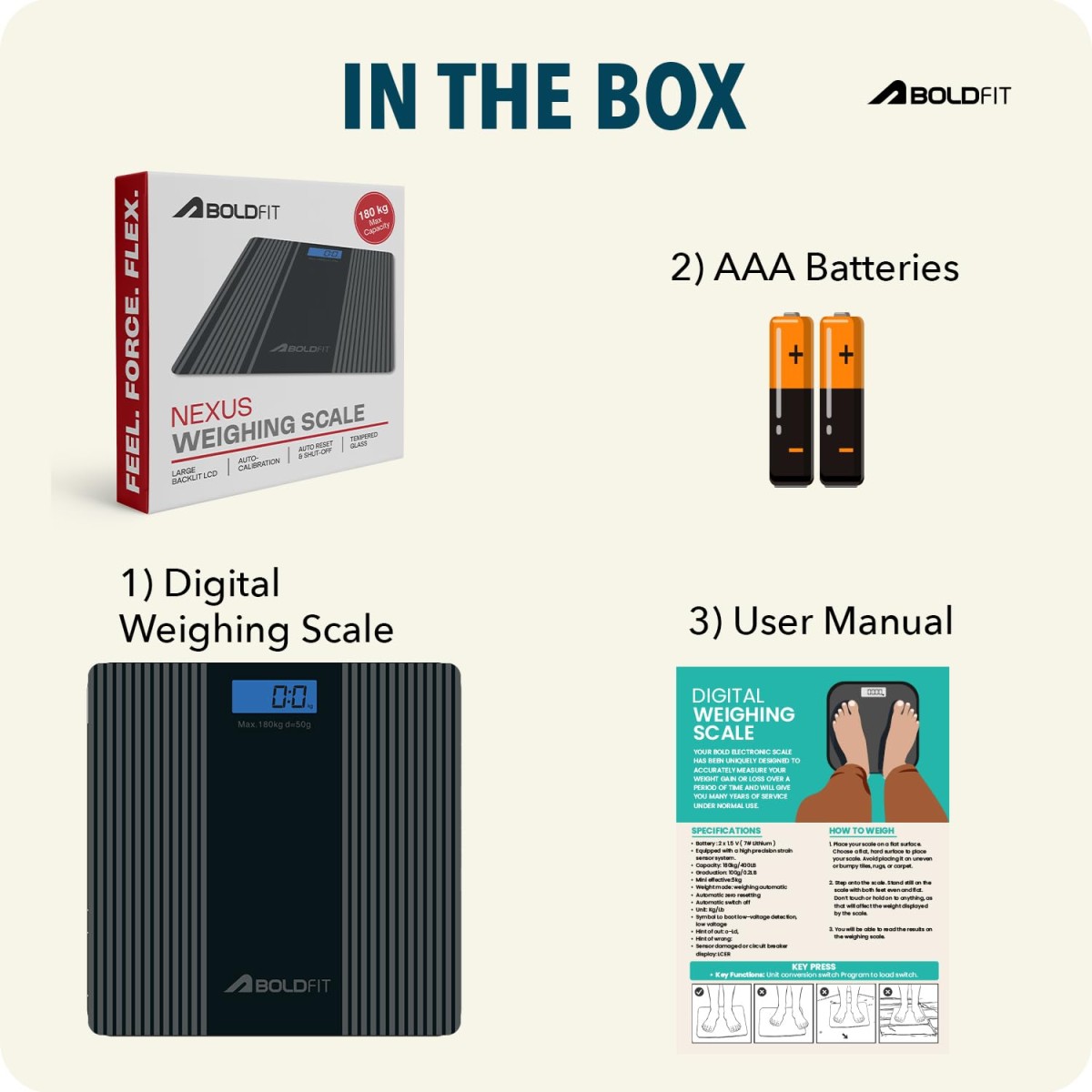 Boldfit Weight Machine for Body Weight Machine Digital Bathroom Scale for Human Body Weight Measurement Extra Thick Weighing Scale with LCD Display 36Months Warranty, Black,Max Weight 180Kgs