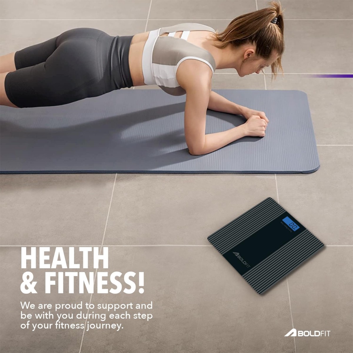 Boldfit Weight Machine for Body Weight Machine Digital Bathroom Scale for Human Body Weight Measurement Extra Thick Weighing Scale with LCD Display 36Months Warranty, Black,Max Weight 180Kgs