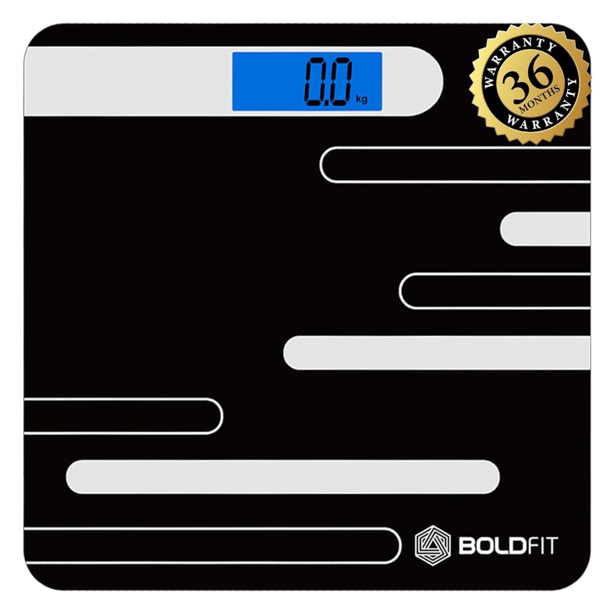 Boldfit Weight Machine for Body Weight Machine Digital Bathroom Scale for Human Body Weight Measurement Extra Thick Weighing Scale with LCD Display 36Months Warranty, Black,Max Weight 180Kgs