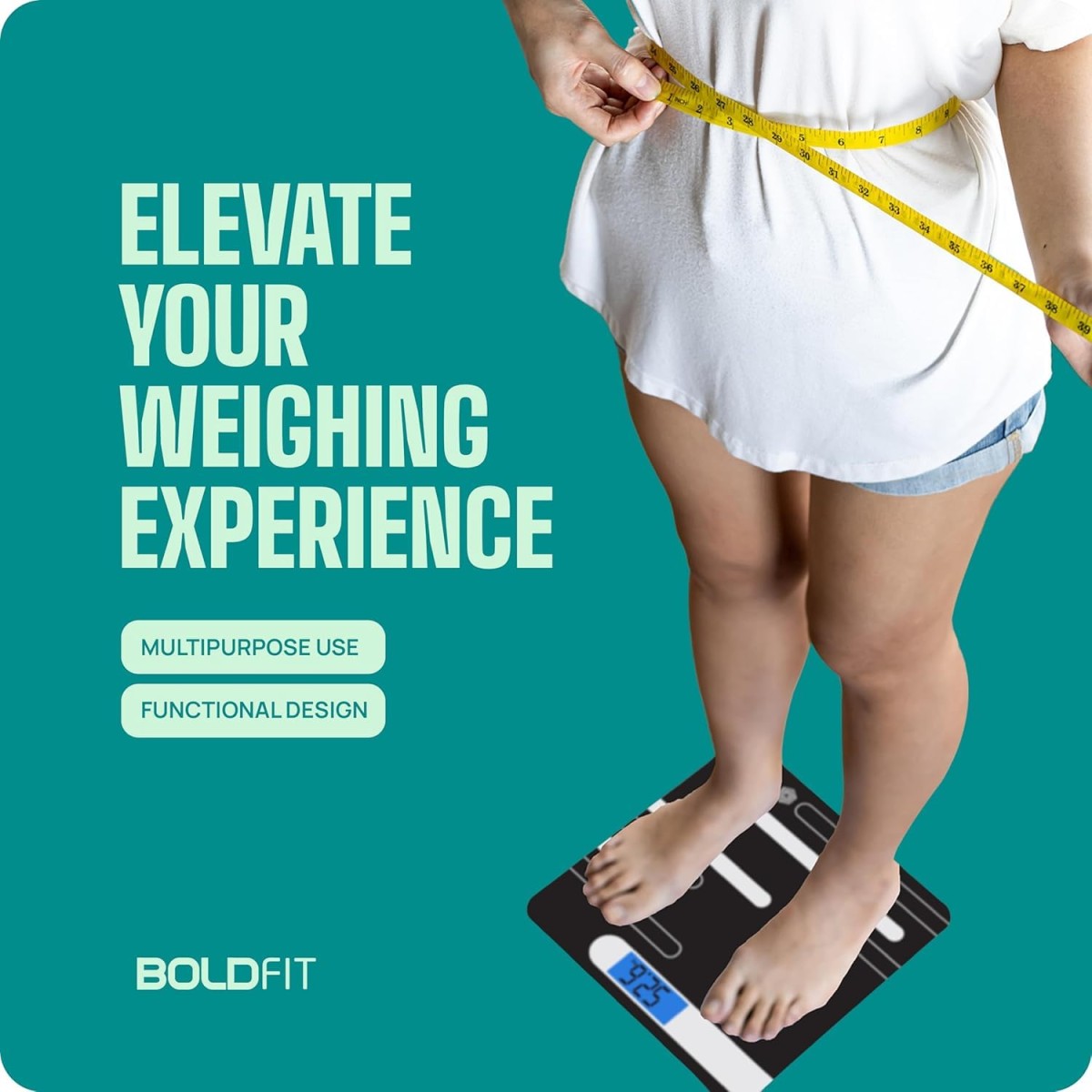 Boldfit Weight Machine for Body Weight Machine Digital Bathroom Scale for Human Body Weight Measurement Extra Thick Weighing Scale with LCD Display 36Months Warranty, Black,Max Weight 180Kgs