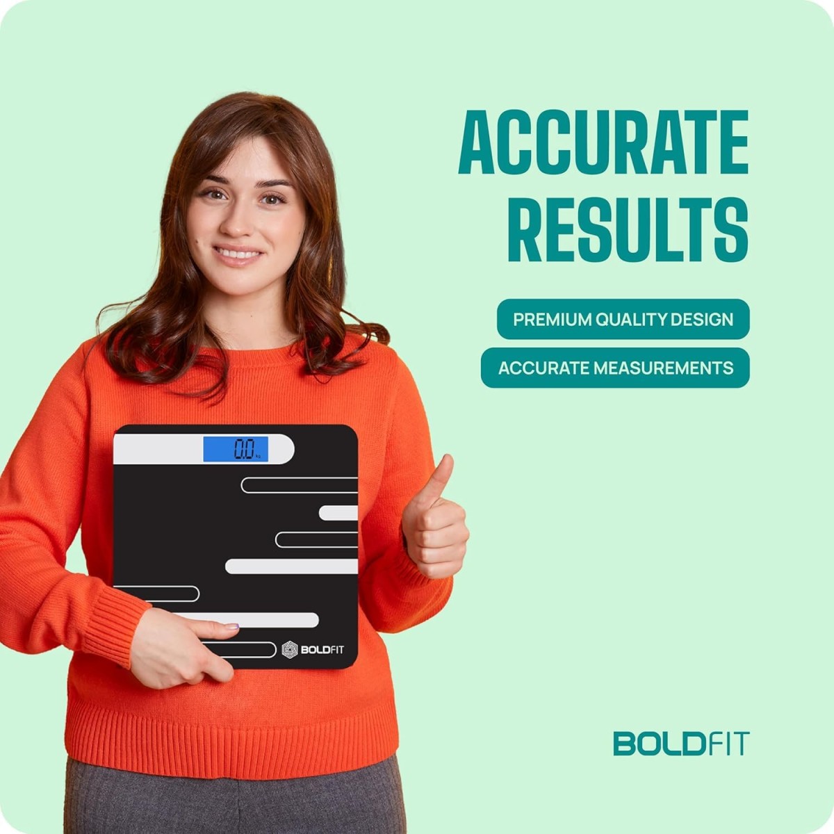 Boldfit Weight Machine for Body Weight Machine Digital Bathroom Scale for Human Body Weight Measurement Extra Thick Weighing Scale with LCD Display 36Months Warranty, Black,Max Weight 180Kgs