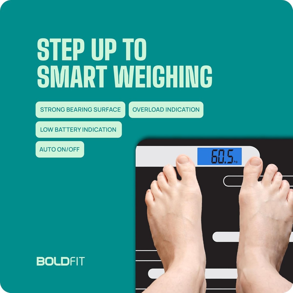 Boldfit Weight Machine for Body Weight Machine Digital Bathroom Scale for Human Body Weight Measurement Extra Thick Weighing Scale with LCD Display 36Months Warranty, Black,Max Weight 180Kgs