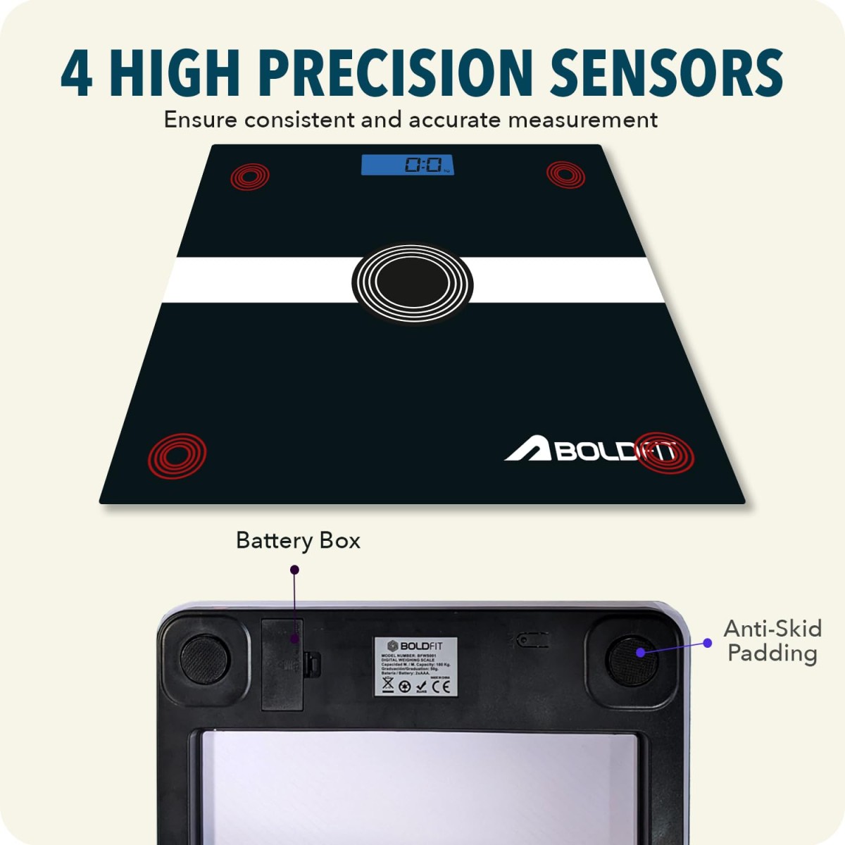 Boldfit Weight Machine for Body Weight Machine Digital Bathroom Scale for Human Body Weight Measurement Extra Thick Weighing Scale with LCD Display 36Months Warranty, Black,Max Weight 180Kgs