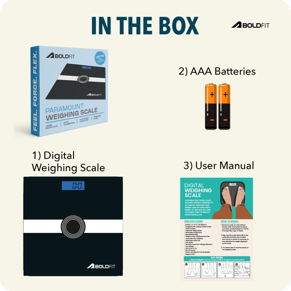 Boldfit Weight Machine for Body Weight Machine Digital Bathroom Scale for Human Body Weight Measurement Extra Thick Weighing Scale with LCD Display 36Months Warranty, Black,Max Weight 180Kgs