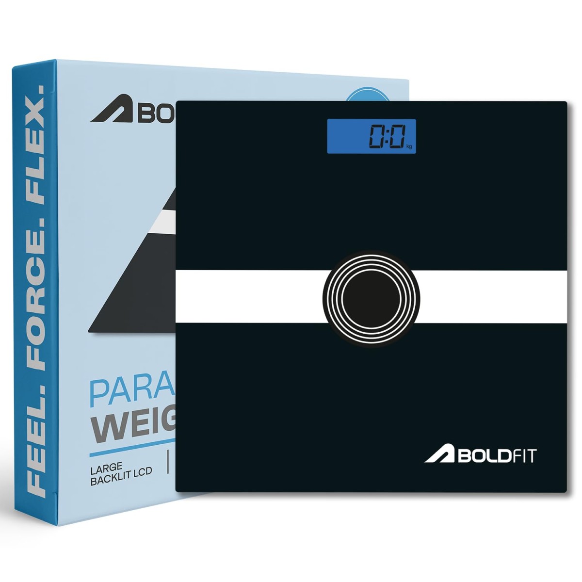 Boldfit Weight Machine for Body Weight Machine Digital Bathroom Scale for Human Body Weight Measurement Extra Thick Weighing Scale with LCD Display 36Months Warranty, Black,Max Weight 180Kgs