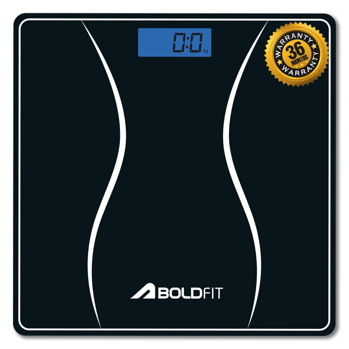 Boldfit Weight Machine for Body Weight Machine Digital Bathroom Scale for Human Body Weight Measurement Extra Thick Weighing Scale with LCD Display 36Months Warranty, Black,Max Weight 180Kgs