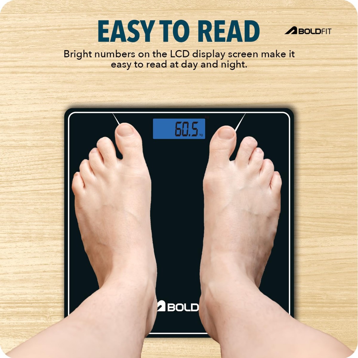 Boldfit Weight Machine for Body Weight Machine Digital Bathroom Scale for Human Body Weight Measurement Extra Thick Weighing Scale with LCD Display 36Months Warranty, Black,Max Weight 180Kgs