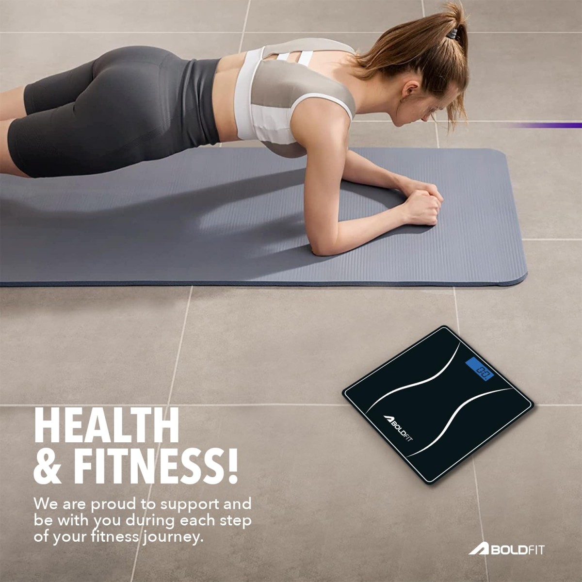 Boldfit Weight Machine for Body Weight Machine Digital Bathroom Scale for Human Body Weight Measurement Extra Thick Weighing Scale with LCD Display 36Months Warranty, Black,Max Weight 180Kgs