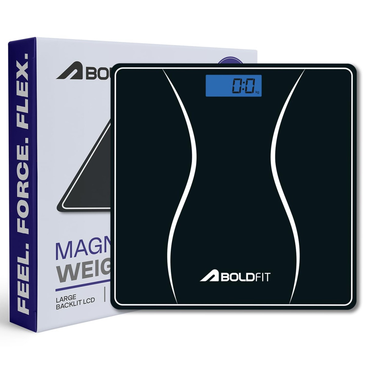 Boldfit Weight Machine for Body Weight Machine Digital Bathroom Scale for Human Body Weight Measurement Extra Thick Weighing Scale with LCD Display 36Months Warranty, Black,Max Weight 180Kgs
