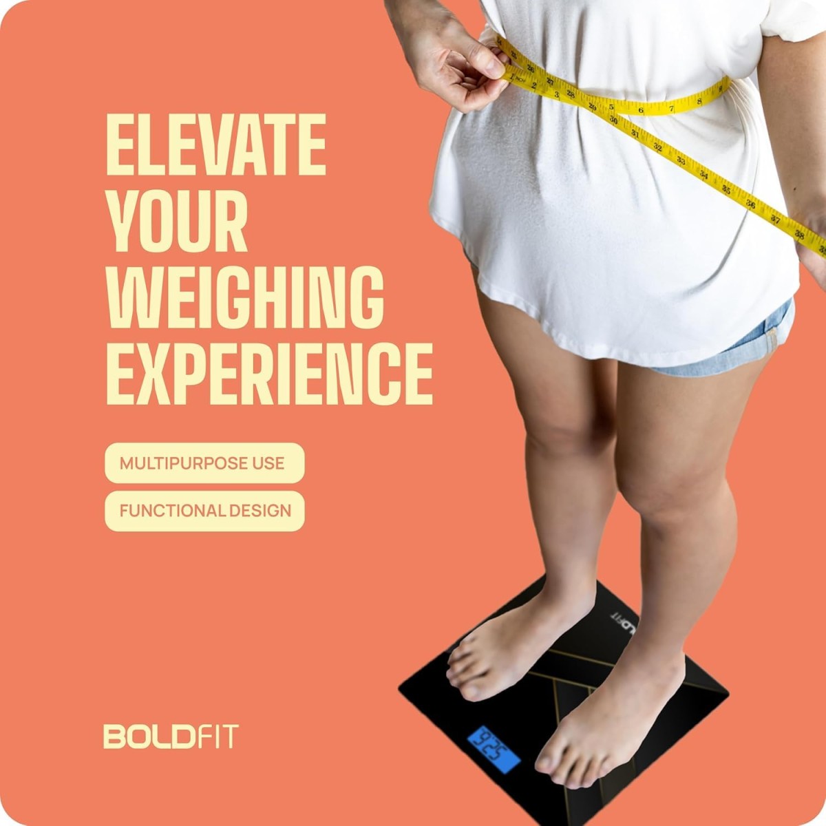 Boldfit Weight Machine for Body Weight Machine Digital Bathroom Scale for Human Body Weight Measurement Extra Thick Weighing Scale with LCD Display 36Months Warranty, Black,Max Weight 180Kgs