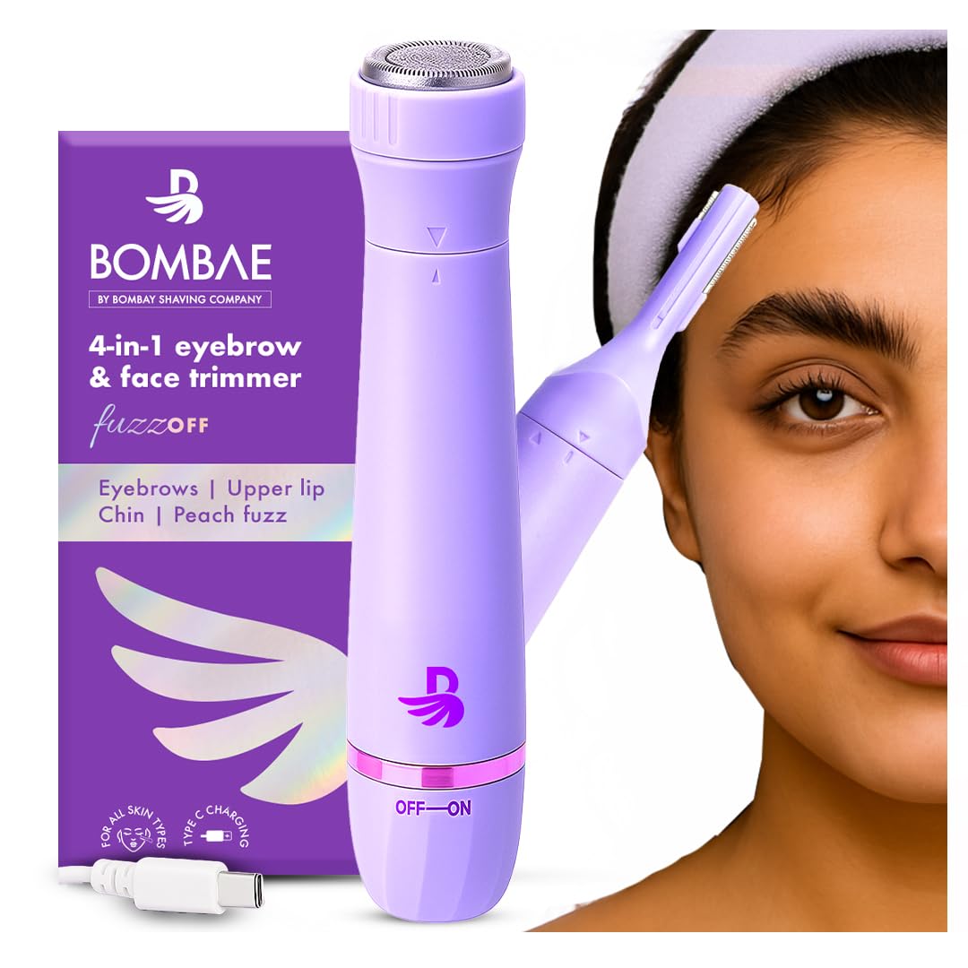 Bombae 4In1 Face & Eyebrow |Trimmer For Women All In One|Eyebrow Trimmer|Facial Hair Removal Machine |Women Trimmer | 90 Min Runtime | C Type Charging | For Eyebrows, Upperlips, Sideburns, Chin, Peach Fuzz | (New Model)