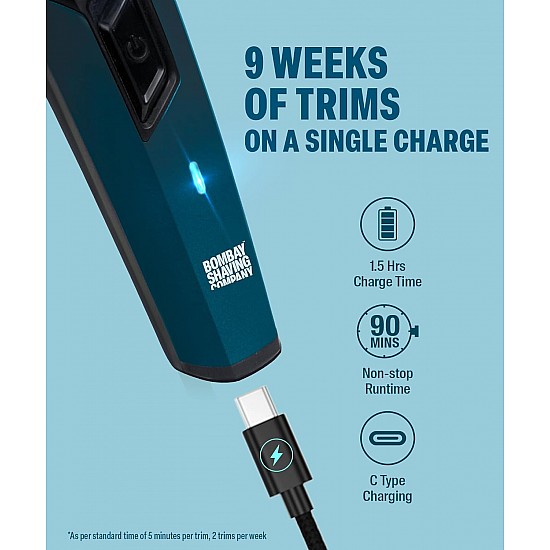 Bombay Shaving Company 11 in 1 Trimmer Men | All in One Full Body Trimmer for Men | 90 Min Charge time | 90 mins run time | Hair, Ear, Beard, Body, Nose Trimmer for Men | Type C charging | Power Groomer (New Model)