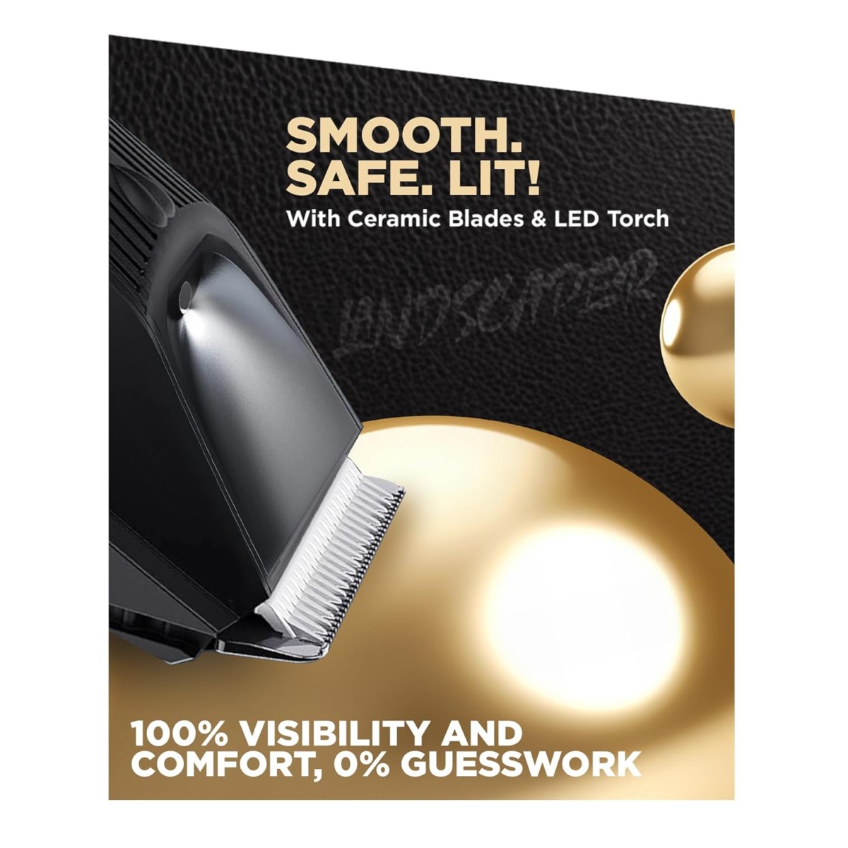 Bombay Shaving Company Balls Trimmer | Pubic Hair Trimmer and Body Groomer for Men | Private Part Trimmer For Men, Waterproof (IPX7), Cordless, LED Display, LED Torch, Safe Ceramic Blades, Dock Charging | LANDSCAPER 2.0 (Black)