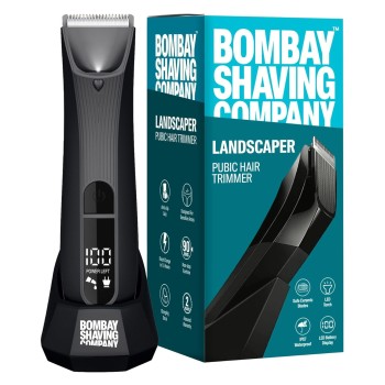 Bombay Shaving Company Balls Trimmer | Pubic Hair Trimmer and Body Groomer for Men | Private Part Trimmer For Men, Waterproof (IPX7), Cordless, LED Display, LED Torch, Safe Ceramic Blades, Dock Charging | LANDSCAPER 2.0 (Black)