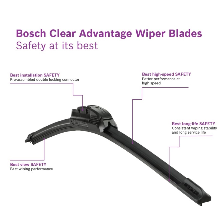 Bosch | CLEAR Advantage (Single) | Flat Blade Performance Wiper Blade | Size 16 Inch | 3397016576KTS