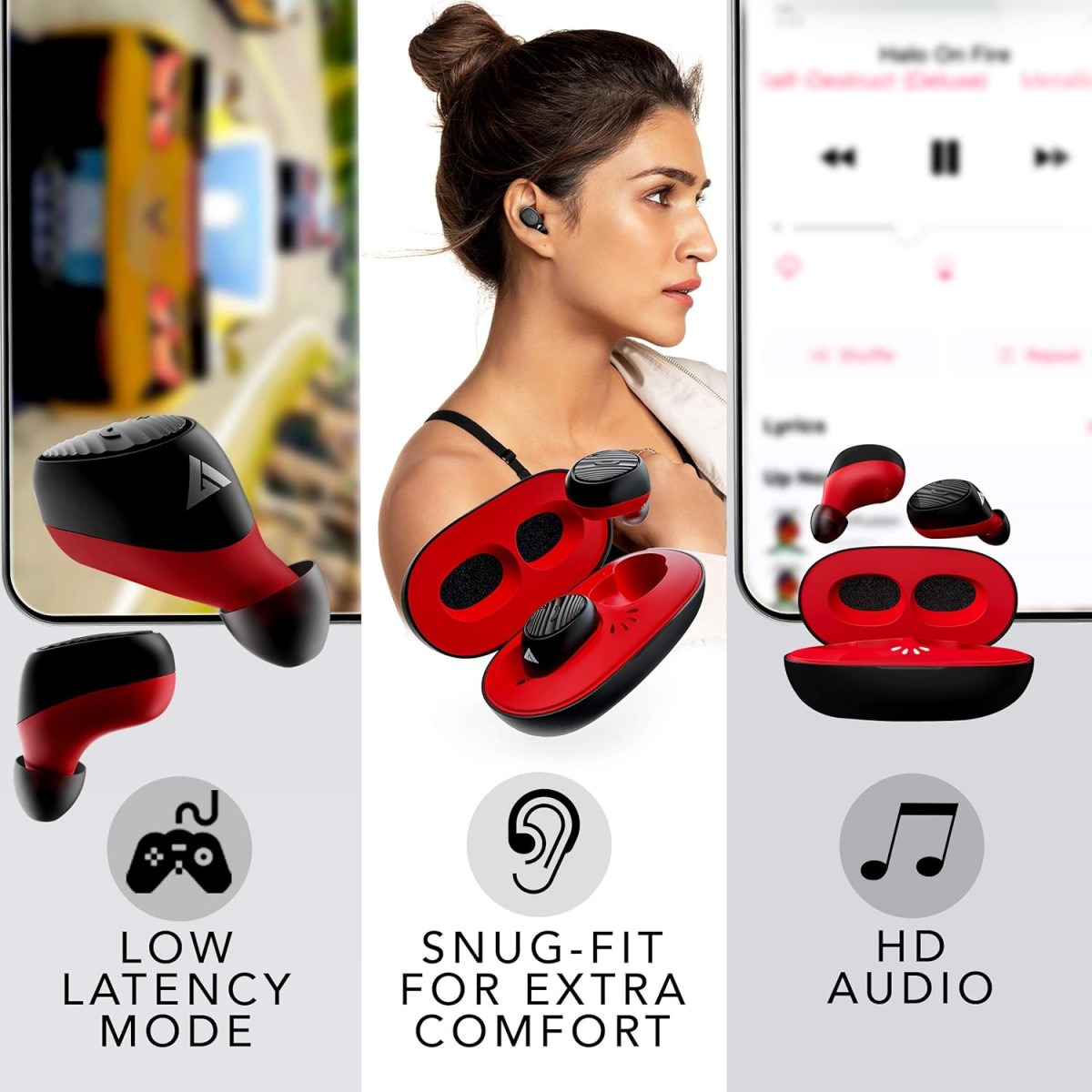 Boult Audio AirBass Livebuds Bluetooth Truly Wireless in Ear Earbuds with Mic (Red)