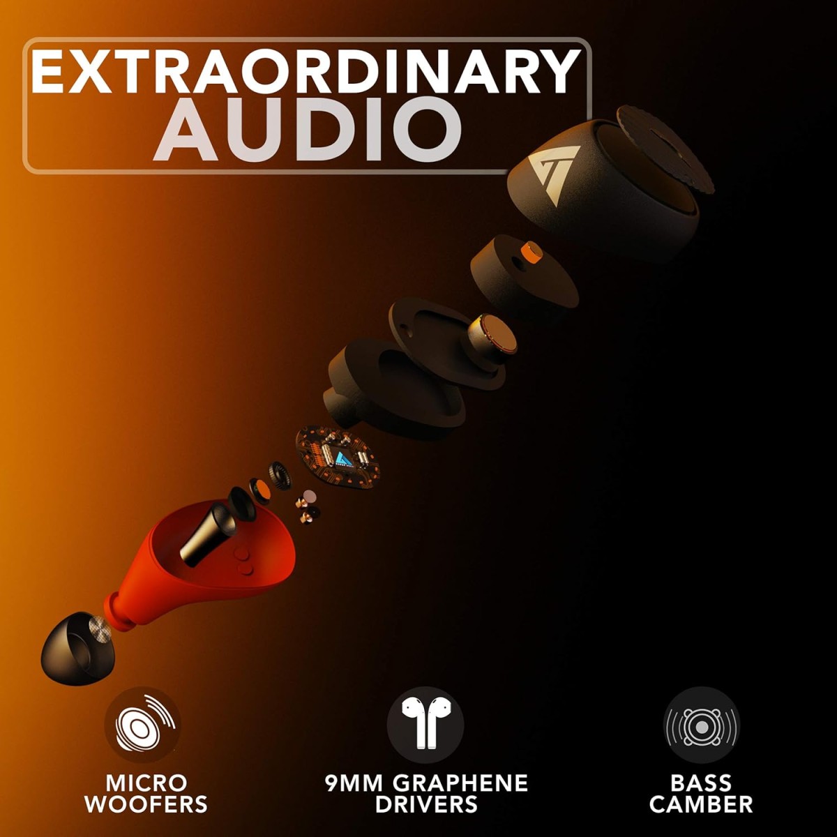 Boult Audio AirBass Livebuds Bluetooth Truly Wireless in Ear Earbuds with Mic (Red)