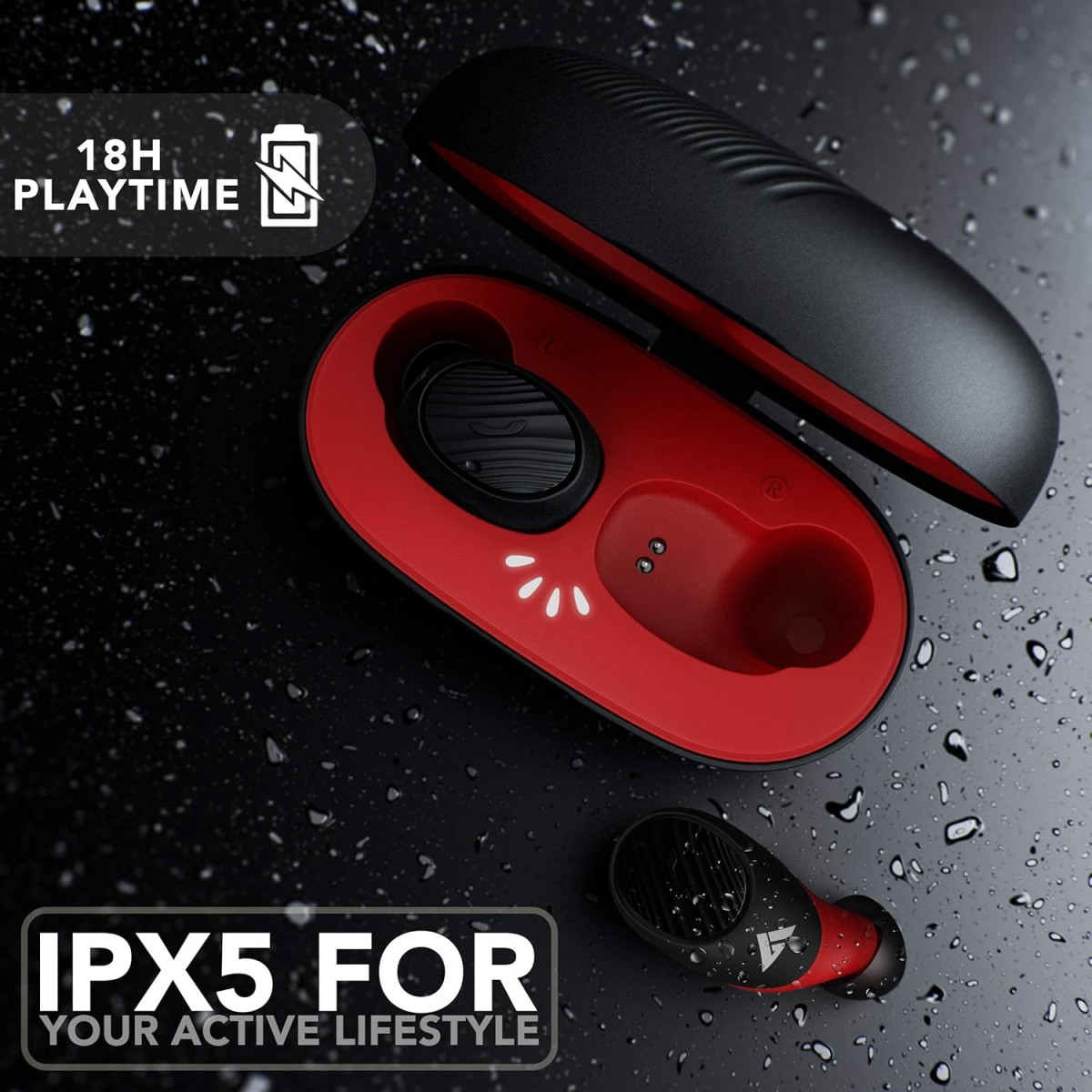 Boult Audio AirBass Livebuds Bluetooth Truly Wireless in Ear Earbuds with Mic (Red)