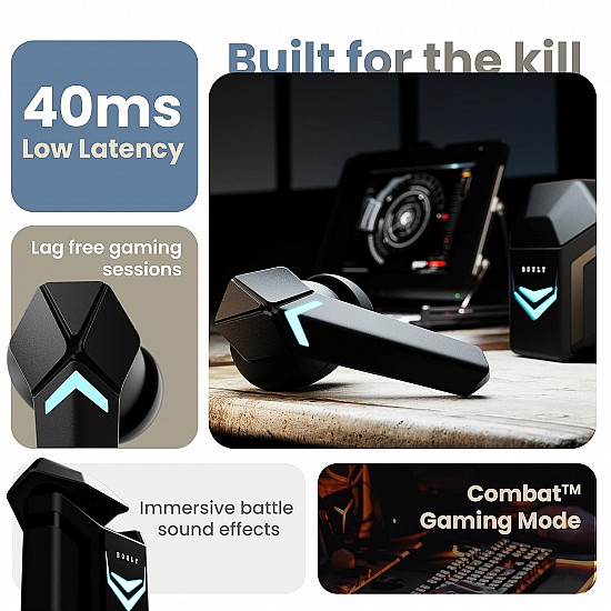 Boult Audio Ammo True Wireless in Ear Earbuds with 40ms Lowest Latency, 40H Playtime, ENC Mic, 13mm Bass Drivers, Interactive LED, Type-C Fast Charging (10Min=150min) Bluetooth Ear Buds