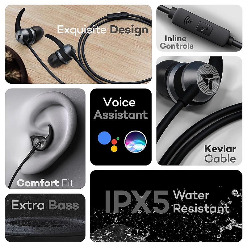 Boult Audio BassBuds X1 in-Ear Wired Earphones with 10mm Extra Bass Driver and HD Sound with mic(Black)