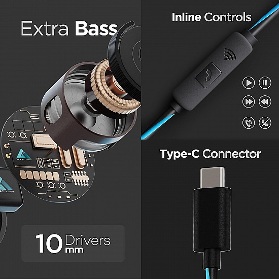 Boult Audio BassBuds X1 in-Ear Wired Earphones with 10mm Extra Bass Driver and HD Sound with mic(Black)