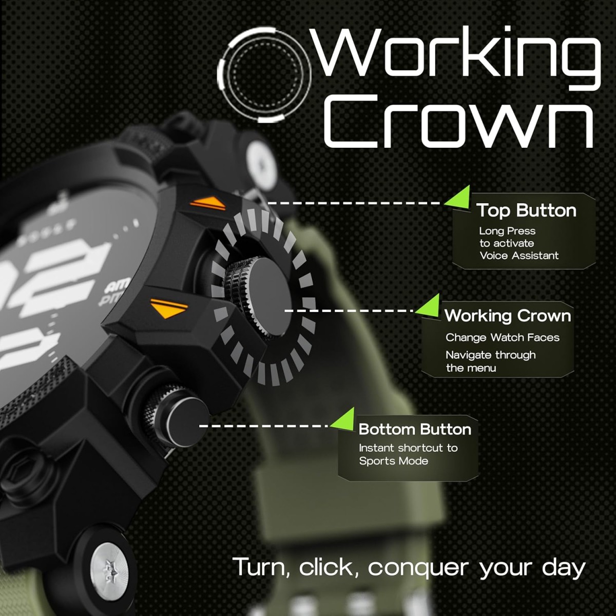 Boult Thrux Smartwatch 1.39'' HD Display, BT Calling 5.2, 350 Nits Brightness, IP67, 290+ Watchfaces, 120+ Sports Modes,GPS Tracking, AI Voice Assistant, SpO2 Monitoring (Green) Boult Thrux Smartwatch 1.39'' HD Display, BT Calling 5.2, 350 Nits Brightness, IP67, 290+ Watchfaces, 120+ Sports Modes,GPS Tracking, AI Voice Assistant, SpO2 Monitoring (Green)