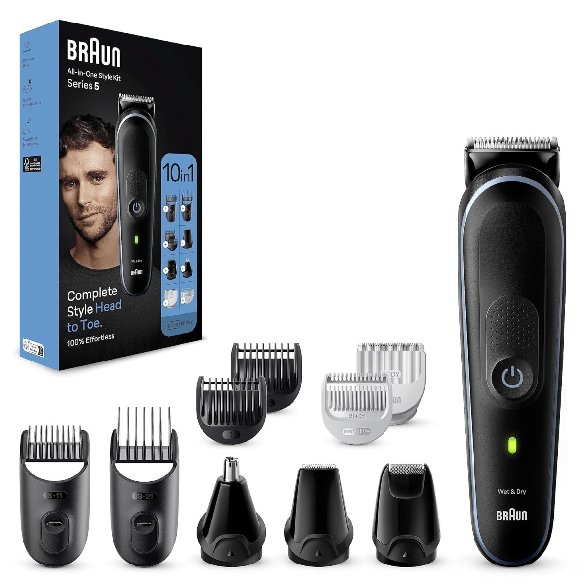Braun 10-in-1 All-in-One Style Kit Series 5, Male Grooming Kit With Beard Trimmer, Hair Clippers, Nose and Ear Trimmer & Precision Trimmer, Gifts for Men, UK 2 Pin Plug, MGK5445, Black Braun 10-in-1 All-in-One Style Kit Series 5, Male Grooming Kit With Beard Trimmer, Hair Clippers, Nose and Ear Trimmer & Precision Trimmer, Gifts for Men, UK 2 Pin Plug, MGK5445, Black
