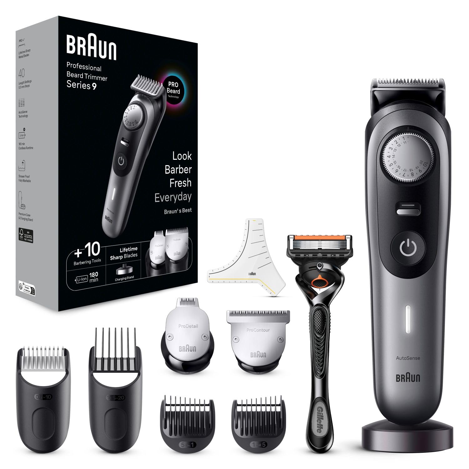 Braun All-in-One Trimmer for Men BT9520, Cordless with 180-Min