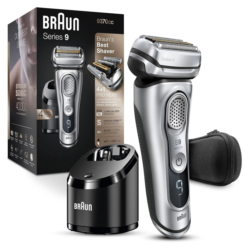 Braun Electric Shaver for Men, Wet & Dry shave, From Gillette Autosense Technology, Gentle on Skin, Effective on Tough Beards, Precision Trimmer, Advanced German Engineering, Silver, Series 9 Pro 9567cc Braun Electric Shaver for Men, Wet & Dry shave, From Gillette Autosense Technology, Gentle on Skin, Effective on Tough Beards, Precision Trimmer, Advanced German Engineering, Silver, Series 9 Pro 9567cc
