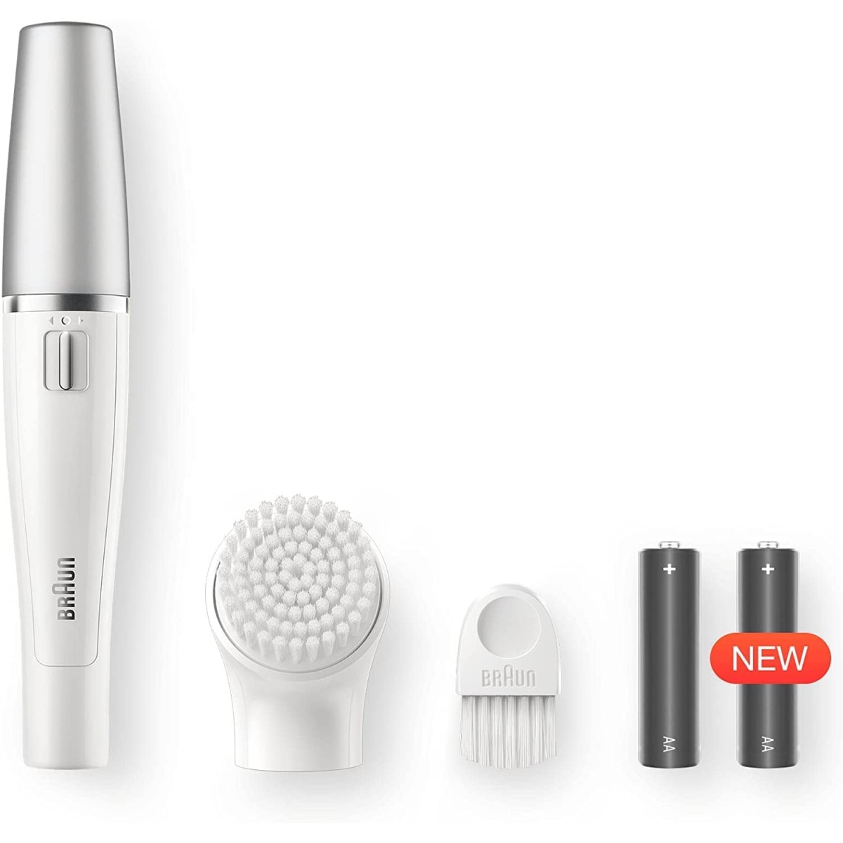 Braun Face 810 Mini Facial Epilator for Women, Cleansing Brush with Micro-Oscillations, Precise Root Hair Removal, Slim Head, Pore-Deep Cleansing, Cordless, White